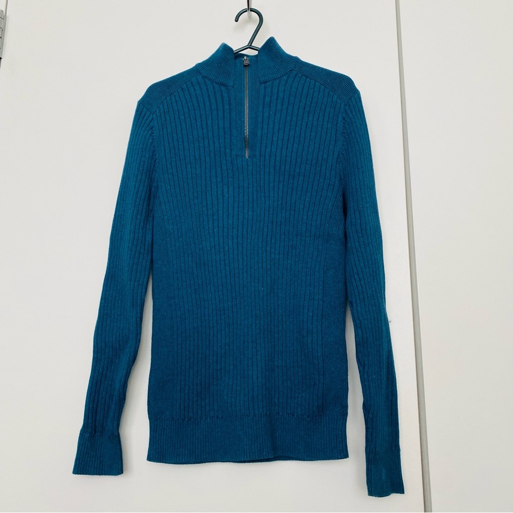 Men's Blue Half-Zip Sweater